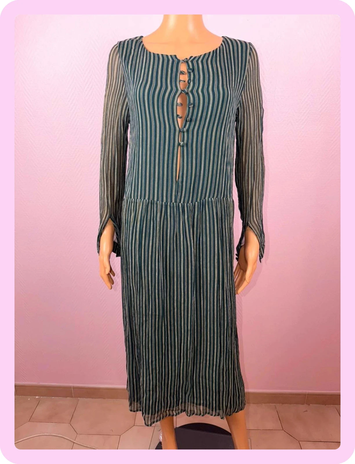 Vestido verde vintage americano talla s – photo 2